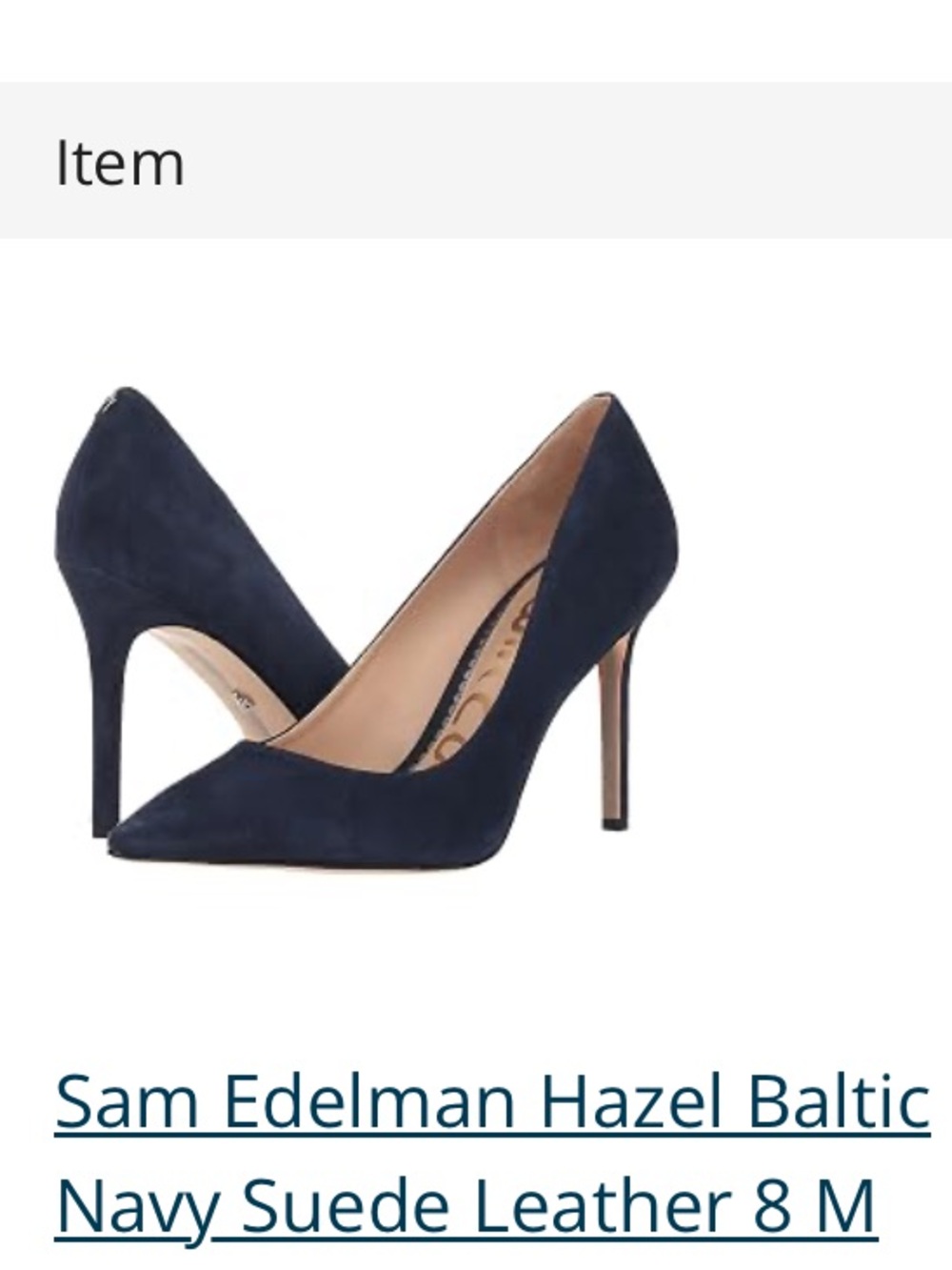 Sam Edelman Hazel Baltic Navy suede Pumps size 8 never worn